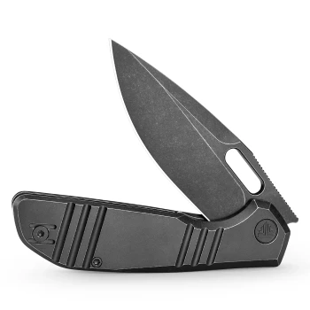 Trivisa Knives Gecko-B Liner Lock Folding Knife Black Stonewashed M390 Blade Black Titanium Handle