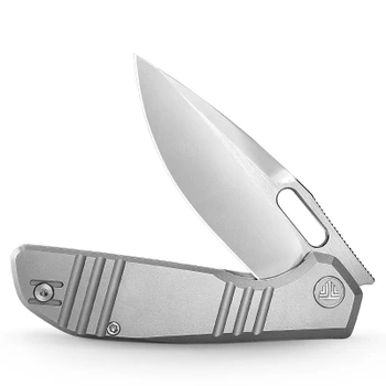 Trivisa Knives Gecko-P Liner Lock Folding Knife Pearl Satin M390 Blade Titanium Handle
