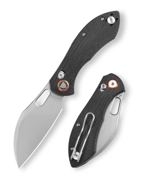 Trivisa Knives Batwing-BG Crossbar Lock Folding Knife Stonewashed 14C28N Steel Blade Black G10 Handle