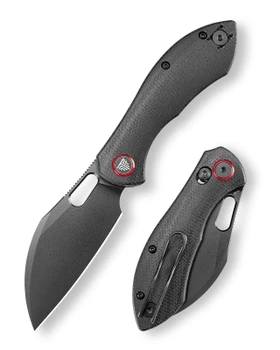 Trivisa Knives Batwing-BM/S Crossbar Lock Folding Knife Black Stonewashed PVD 14C28N Blade Black Micarta Handle