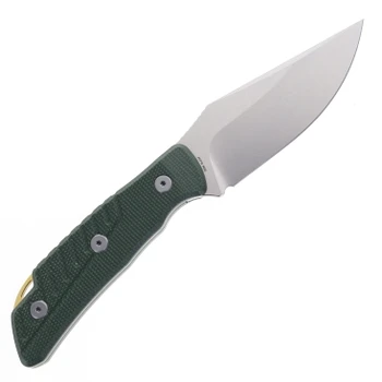 Petrified Fish Barracuda Fixed Blade Knife Green Micarta Handle N690 Drop Point Plain Edge Stonewash Finish PFP16GRMW