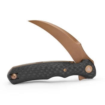 Trivisa  Folding Knife Black Carbon Fiber/G10 Handle 14C28N Plain Edge Rose Gold Finish Lacerta-CG