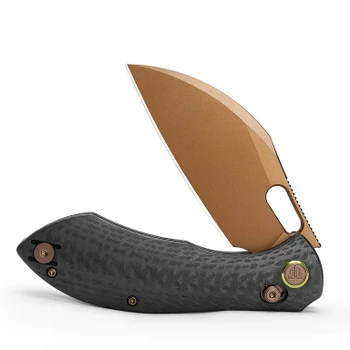 Trivisa Folding Knife Black Micarta Handle 14C28N Plain Edge Rose Gold Finish Batwing-CG/L