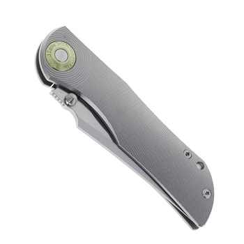 (Stain on Blade) Open Box/Returned TwoSun Folding Knife Gray Titanium Handle Satin M390 Plain Edge TS269-M390-Satin