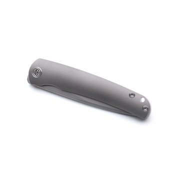(Open Box) Returned Miguron Akri Folding Knife Front Flipper Sandblasted Gray Titanium Handle M390 Blade Steel
