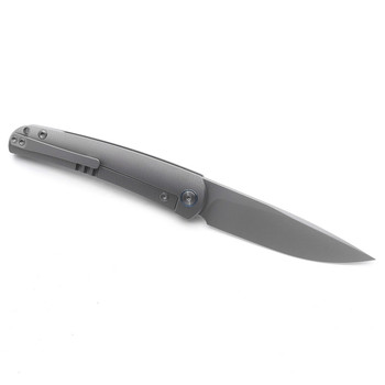 (Open Box) Returned Miguron Akri Folding Knife Front Flipper Sandblasted Gray Titanium Handle M390 Blade Steel