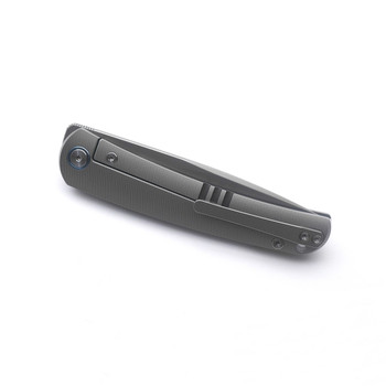 (Open Box) Returned Miguron Akri Folding Knife Front Flipper Sandblasted Gray Titanium Handle M390 Blade Steel