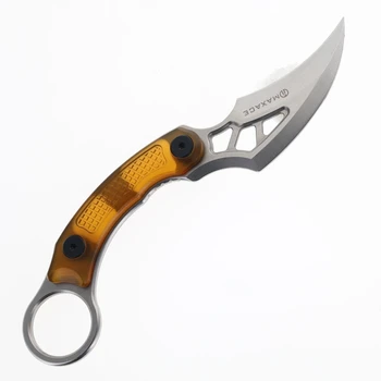 Maxace Snow Wolf Fixed Blade Knife Yellow PEI Handle 10Cr15CoMoV Plain Edge Satin Finish OA03-2-B