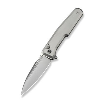 WE Dressytak Folding Knife Gray Titanium Handle M390 Plain Edge Satin Finish WE25059-2