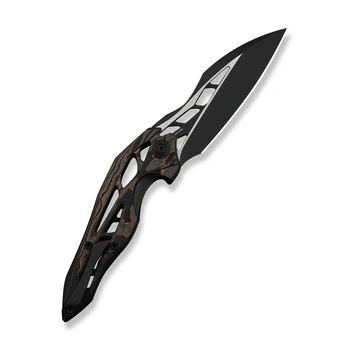 WE Arrakis Limited Edition Folding Knife Black Integral Titanium Handle/Copper Foil Carbon Fiber Handle Vanax Plain Edge Black Stonewash/Satin Flat Finish 906CF-E