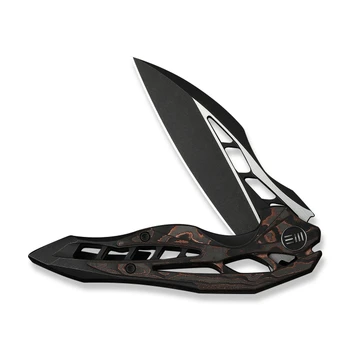WE Arrakis Limited Edition Folding Knife Black Integral Titanium Handle/Copper Foil Carbon Fiber Handle Vanax Plain Edge Black Stonewash/Satin Flat Finish 906CF-E