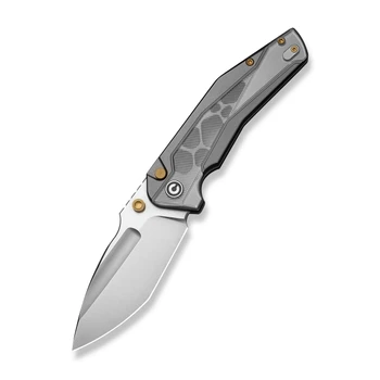 Civivi Wellmax Limited Edition Folding Knife Gray Aluminum/Polished Clear Lexan Handle 14C28N Plain Edge Satin Finish C24008C-1