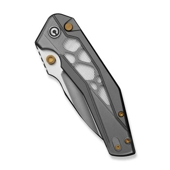 Civivi Wellmax Limited Edition Folding Knife Gray Aluminum/Polished Clear Lexan Handle 14C28N Plain Edge Satin Finish C24008C-1