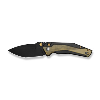 Civivi Wellmax Limited Edition Folding Knife Black Aluminum/Polished Yellow Ultem Handle 14C28N Plain Edge Black Stonewash Finish C24008C-2
