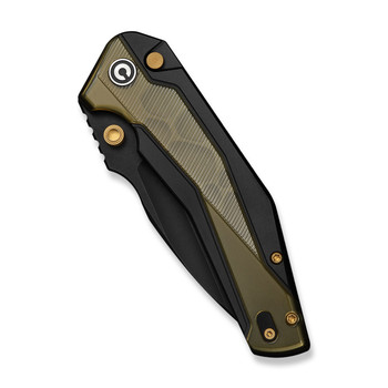 Civivi Wellmax Limited Edition Folding Knife Black Aluminum/Polished Yellow Ultem Handle 14C28N Plain Edge Black Stonewash Finish C24008C-2