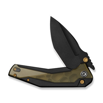 Civivi Wellmax Limited Edition Folding Knife Black Aluminum/Polished Yellow Ultem Handle 14C28N Plain Edge Black Stonewash Finish C24008C-2