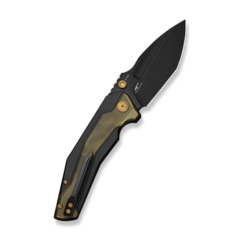 Civivi Wellmax Limited Edition Folding Knife Black Aluminum/Polished Yellow Ultem Handle 14C28N Plain Edge Black Stonewash Finish C24008C-2