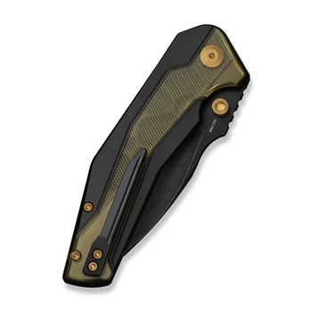 Civivi Wellmax Limited Edition Folding Knife Black Aluminum/Polished Yellow Ultem Handle 14C28N Plain Edge Black Stonewash Finish C24008C-2