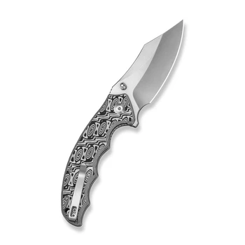 Civivi Pentad Folding Knife Black/White Vortex Micarta Handle Nitro-V Plain Edge Satin Finish C24068-3