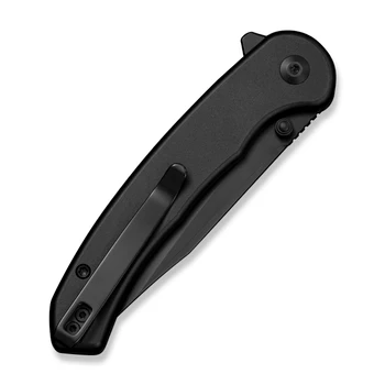Sencut Ingot Folding Knife Black Aluminum Handle D2 Plain Black Blade S25102-2