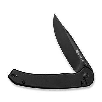 Sencut Ingot Folding Knife Black Aluminum Handle D2 Plain Black Blade S25102-2