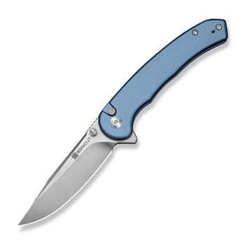 Sencut Ingot Folding Knife Blue Aluminum Handle D2 Plain Edge Satin Finish S25102-3