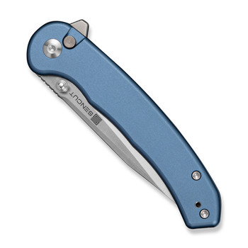 Sencut Ingot Folding Knife Blue Aluminum Handle D2 Plain Edge Satin Finish S25102-3