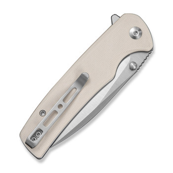 Sencut Sachse Folding Knife Off White G10 Handle 9Cr18MoV Plain Edge Satin Finish S21007-7