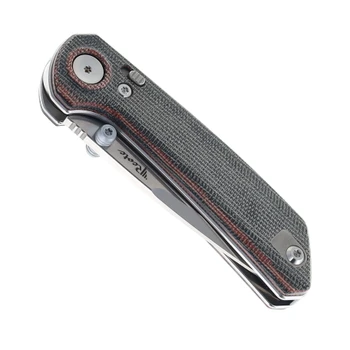 Reate PL-XT Folding Knife Black/Red Micarta Handle Nitro-V Drop Point Plain Edge Satin Finish