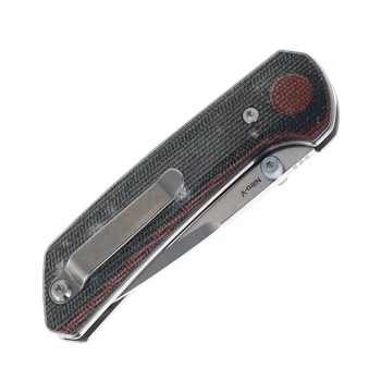 Reate PL-XT Folding Knife Black/Red Micarta Handle Nitro-V Drop Point Plain Edge Satin Finish