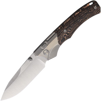 Remette Button Lock Folding Knife Titanium/Copper Foil Carbon