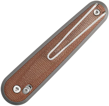 SRM Knives Twin 251MB Folding Knife Brown Micarta Handle N690 Dagger Plain Edge Satin Finish SRM251-MBMN