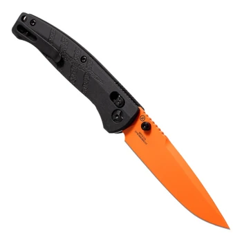 Hogue Mysto Folding Knife Black Diamond Richlite Handle Magnacut Drop Point Plain Edge Orange Cerakote Finish 24414