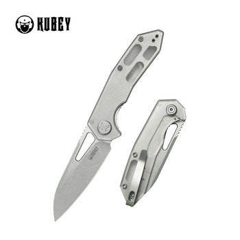 Kubey Vagrant Folding Knife Translucent Resin Handle 14C28N Sheepsfoot Plain Edge Beadblast Finish KU291S