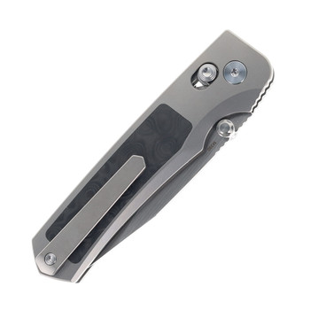 Remette Folding Knife Titanium/Carbon Fiber Handle M390 Drop Point Plain Edge AURA-D