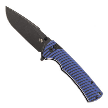 Klaken Folding Knife Blue G10 Handle D2 Plain Edge Black Stonewash Finish J394-Breakline-Blk-Blu