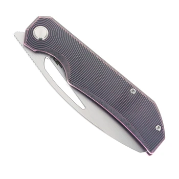 Bestech Taipan Folding Knife Purple Black Stonewash Titanium Handle Sheepsfoot Plain Edge Hand Rubbed Satin Finish BT2503H