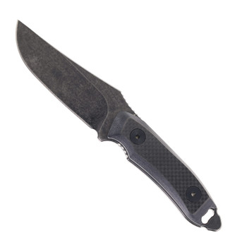 Klaken Fixed Blade Knife Carbon Fiber/G10 Handle D2 Plain Edge Black Stonewash Finish Z012-DUSKHORN