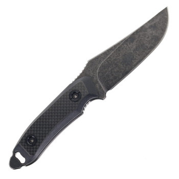 Klaken Fixed Blade Knife Carbon Fiber/G10 Handle D2 Plain Edge Black Stonewash Finish Z012-DUSKHORN