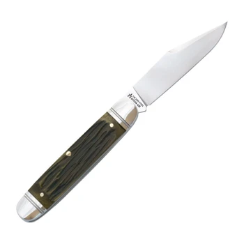 (Light Scatch) Open Box/Returned RoseCraft Birchfield Camp Slip Joint Jack Green Jigged Bone 14C28N Stainless Steel Blade RCT034-GJB