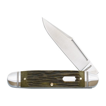 (Light Scatch) Open Box/Returned RoseCraft Birchfield Camp Slip Joint Jack Green Jigged Bone 14C28N Stainless Steel Blade RCT034-GJB