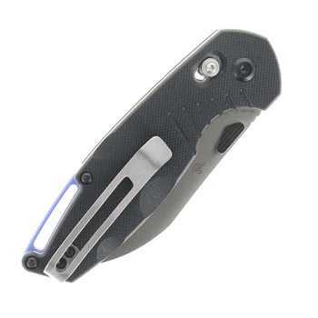 (Open Box/Returned) Tenable Model 6 Folding Knife Black G10 Handle 14C28N Plain Edge Satin Finish T1022V4