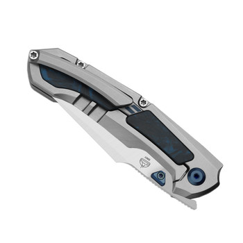 (Strong Detent) Open Box/Returned WMK Exclusive Kizer Feweed Folding Knife Luminous Blue Carbon Titanium Handle S90V Ki3694E1