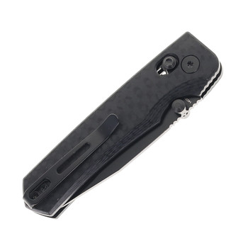 Remette Folding Knife Black G10 Handle 14C28N Plain Black Blade AURA-G2