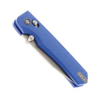Remette Folding Knife Blue G10 Handle 14C28N Plain Edge Sandblast Finish AURA-G3