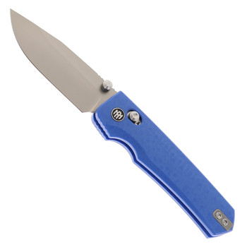 Remette Folding Knife Blue G10 Handle 14C28N Plain Edge Sandblast Finish AURA-G3