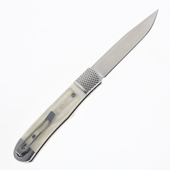 Cobratec Trapper Hidden Side Opening Automatic Release Knife D2 White Handle D2 Satin Blade CTTHRWT