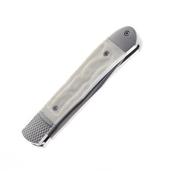 Cobratec Trapper Hidden Side Opening Automatic Release Knife D2 White Handle D2 Satin Blade CTTHRWT