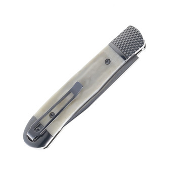 Cobratec Trapper Hidden Side Opening Automatic Release Knife D2 White Handle D2 Satin Blade CTTHRWT