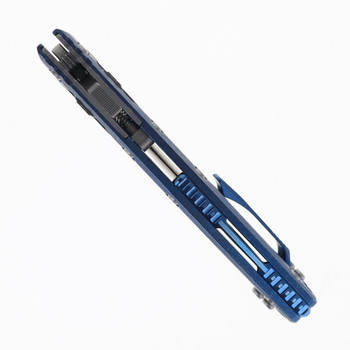 Microtech Amphibian RAM-LOK Folding Knife Antique Blue Titanium Handle with Blue Accents Marfione Select Apocalyptic M390MK Blade 137RL-10APMS2